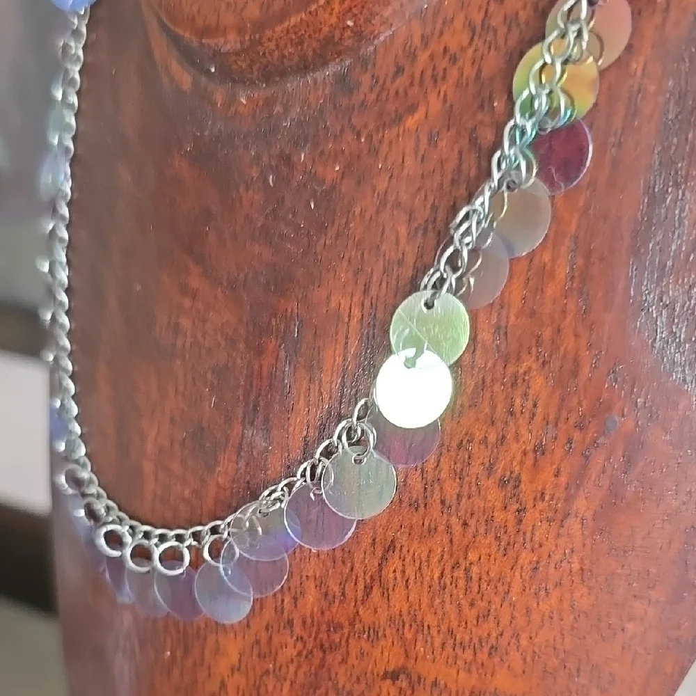 Iridescent Silver Chain Necklace